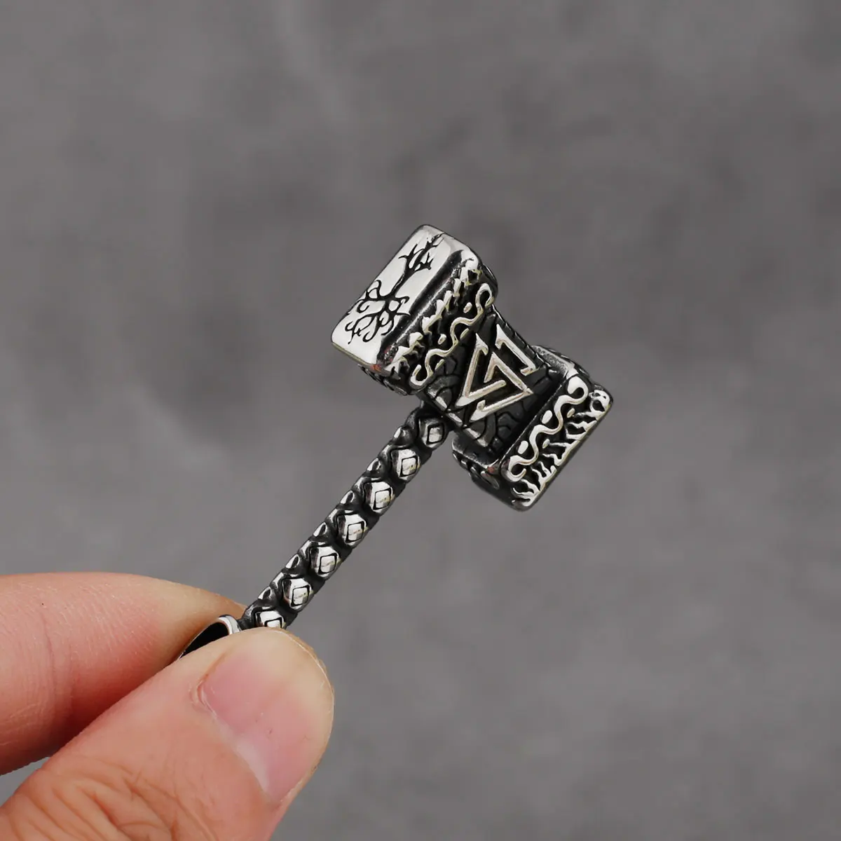 Nordic 316L Stainless Steel Thor's Hammer Pendant Necklace Men and Women Simple Creative Punk Amulet Necklace Jewelry Wholesale - view 4