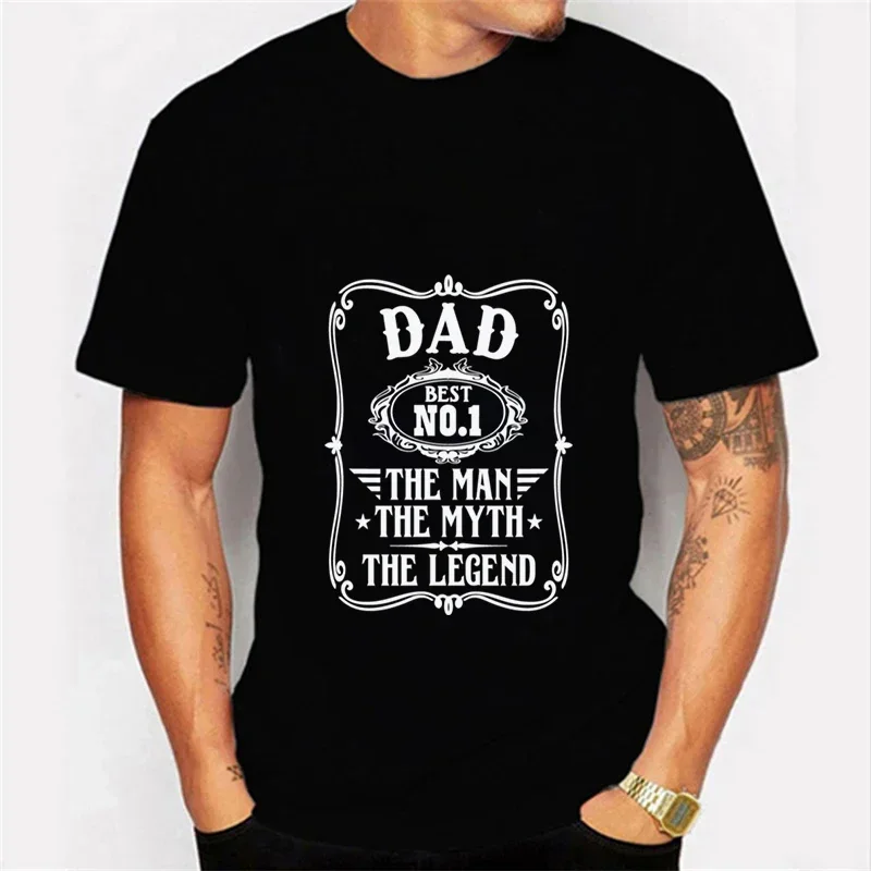 Men's Black Shirts Short Sleeves T-Shirts Summer Tops Dad Best No.1 The Man Funny Tshirts for Men Luminous Design Male Tee Tops