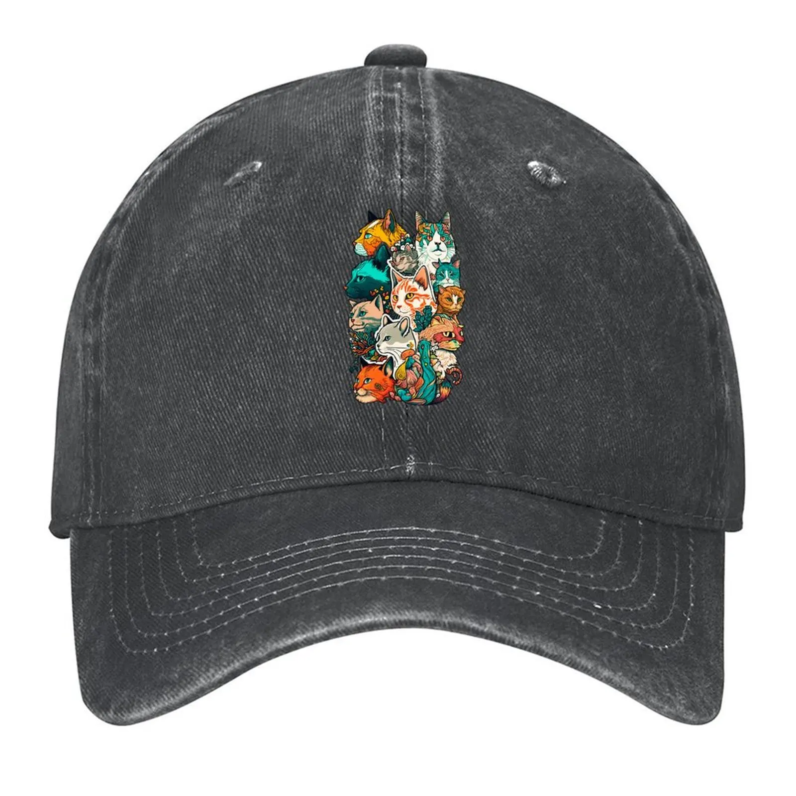 

hallucination psychedelic colorful cat Baseball Cap Hat men fishing hat Visor Hat Man Luxury Men's Hats Women's