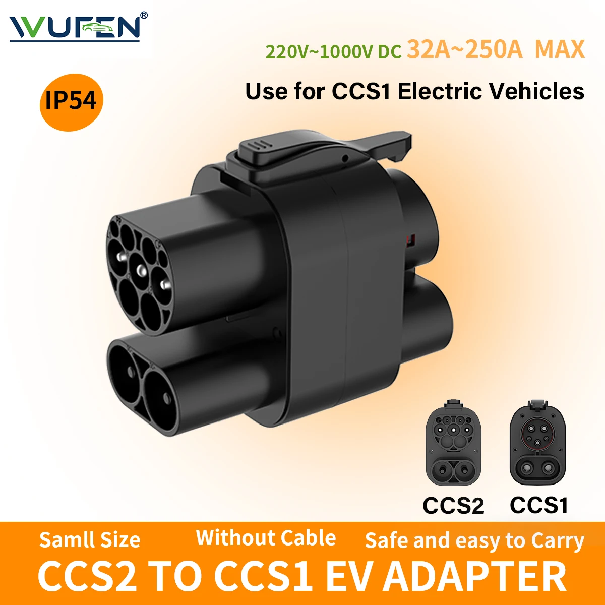 WUFEN CCS2 To CCS1 EV Adapter 32A~250A Fast Charging Use for CCS1 AC+DC Charge Port Car High Speed Charging Converter 220V~1000V