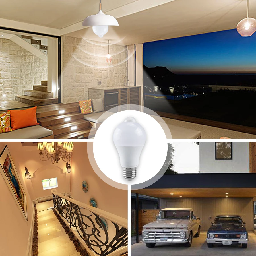 PIR Motion Sensor LED Bulb 85-265V E27 B22 12W 15W 18W 20W Auto ON OFF Human Infrared Sensor Lamp for Stairs Hallway Corrider