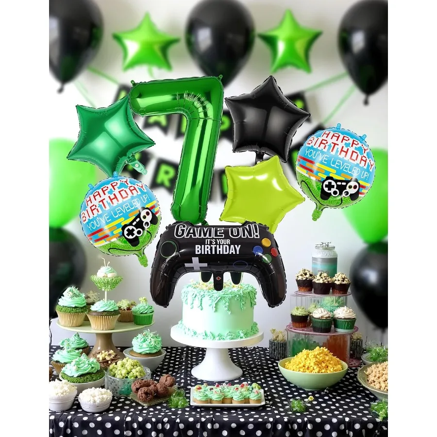 40 بوصة الأخضر بكسل مينر عدد 7 بالون مجموعة 7 قطعة كبيرة مينغ احباط بالونات معدنية لعبة فيديو تحت عنوان زينة الحفلات ل