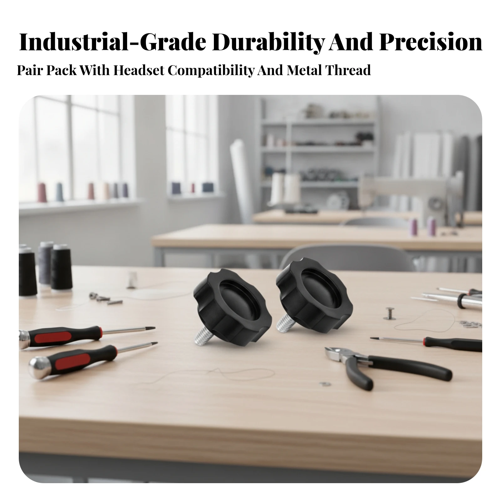 2 Pieces Tightening Knob with Threaded Stud Easy to Install Scalloped Hand Knob Hardware Rust-Resistant Comfortable Grip