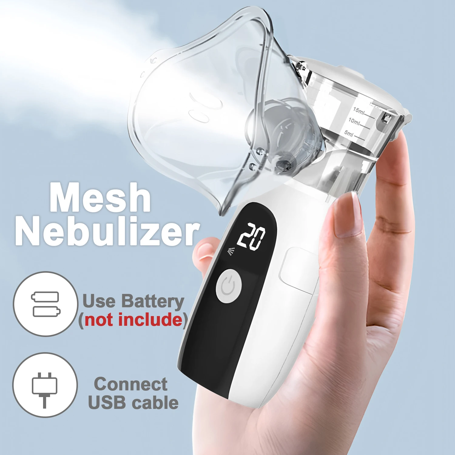 Nebulizador de malla silencioso portátil, inhalador para el asma, atomizador, humidificador portátil para la salud de los niños, inhalador para el hogar y viajes, nebulizador