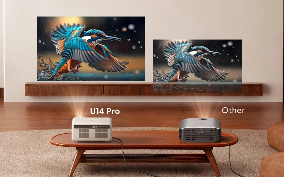 Super High Brightness 1500 ANSI Lumens Home Projector, MEMC 4K Resolution Android 11 Built-in Speaker LCD