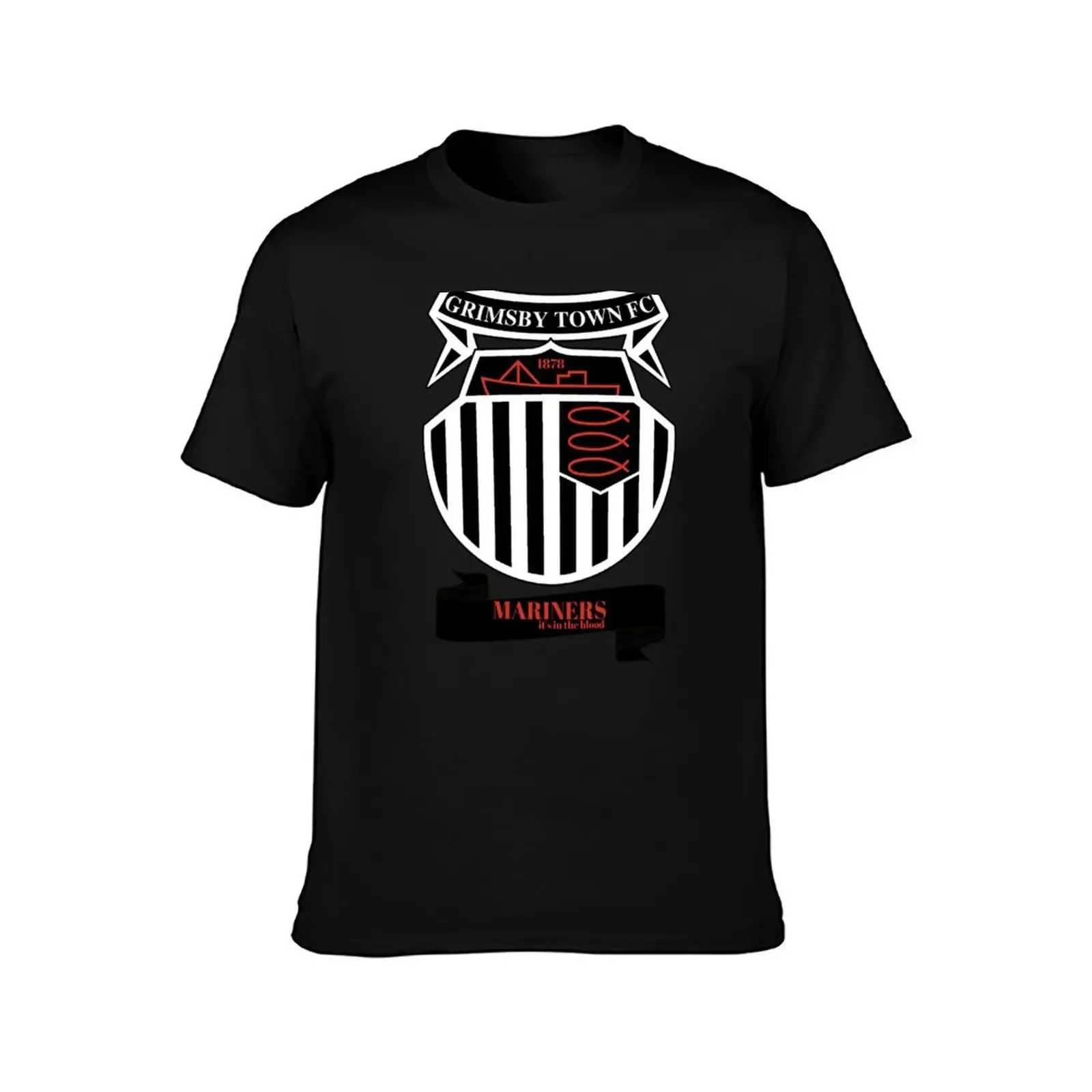 GTFC est 1878, premier league, basic logo, mariners, blood, black and white, Grimsby Town T-Shirt