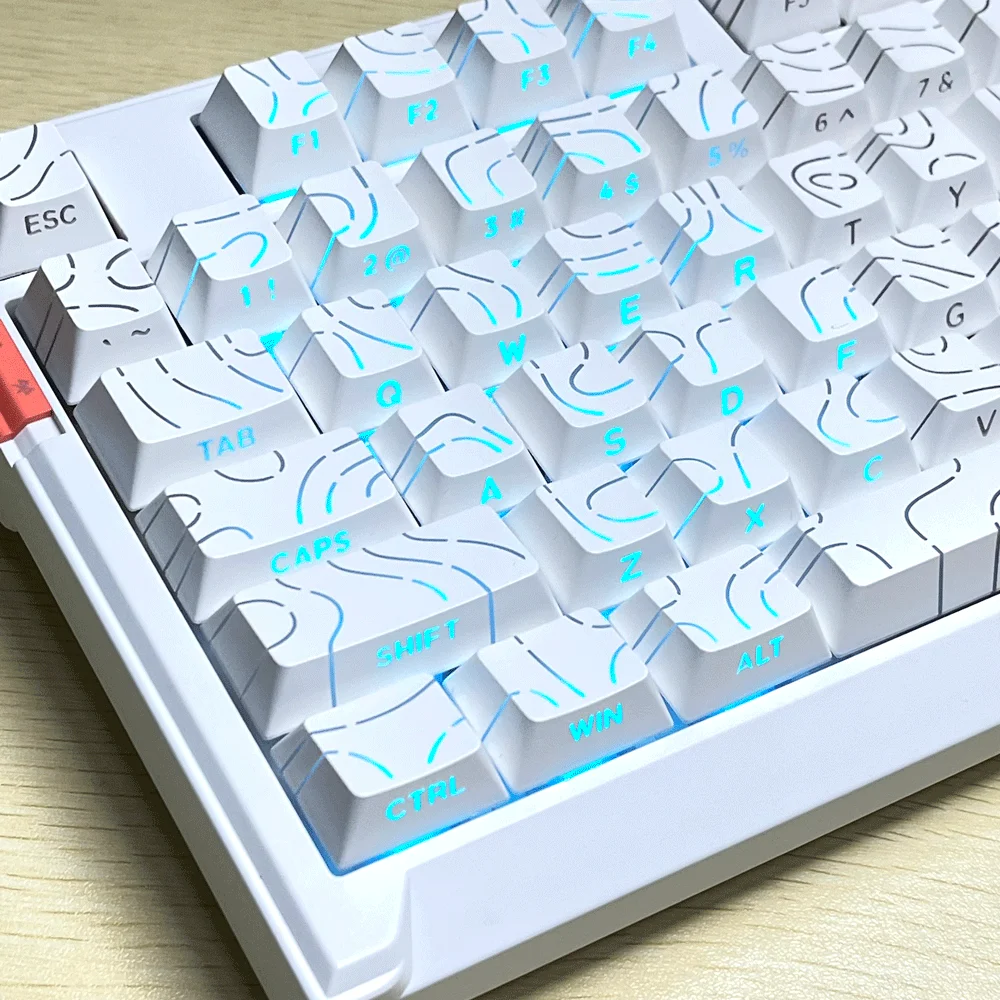 97keys Keycap Striped Translucent Key Cap for Mechanical Keyboard MX Switch Cherry PBT+PC Keycaps