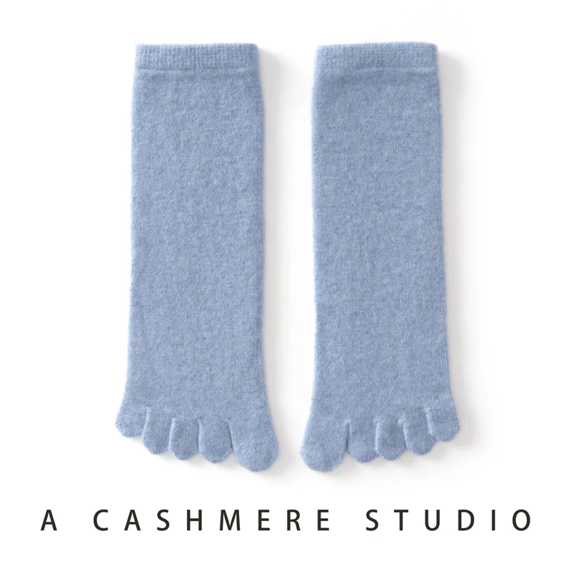 MVLYFLRT Women's High-Quality 100% Cashmere Five Finger Socks mid Tube Thickened Winter Warm Solid Color Knitted Fashion Socks