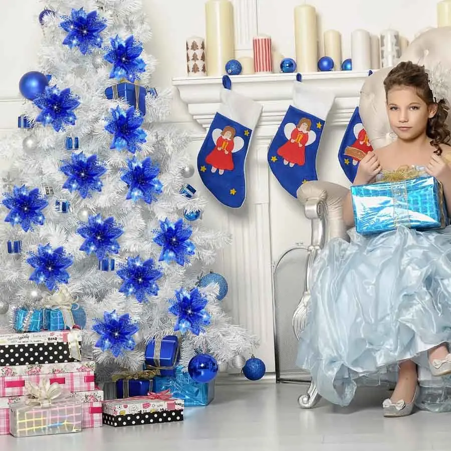 

Искусственный сверкающий цветок, украшение для рождественской елки с зажимами, венок из искусственных цветов, аксессуары для свадебной домашней вечеринки