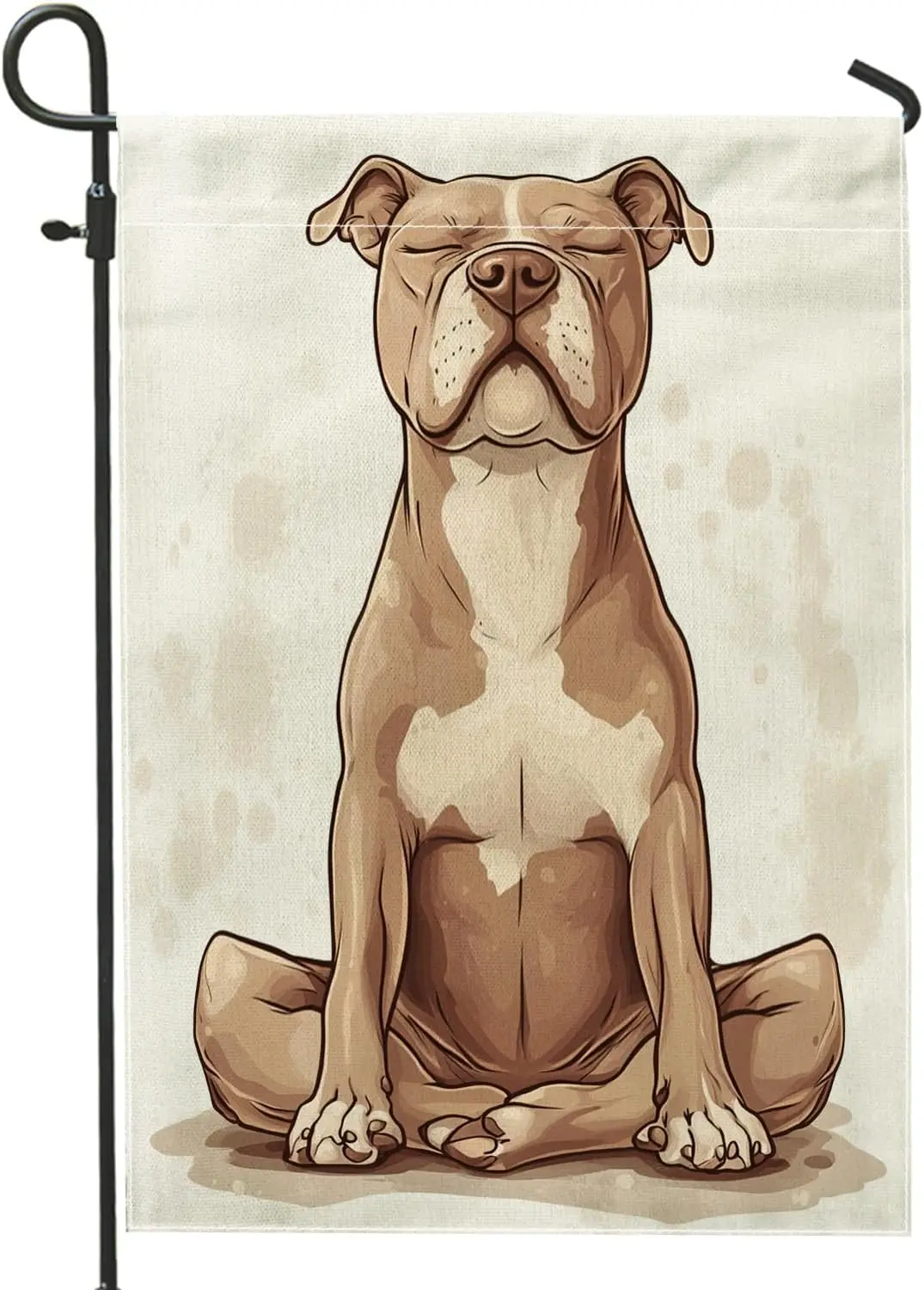 Funny Pitbull Dog Garden Flags 12x18 Inch Double Sided for Outside, Yoga Sport Puppy Pattern Standard Canvas House Flags, Cu MMZ