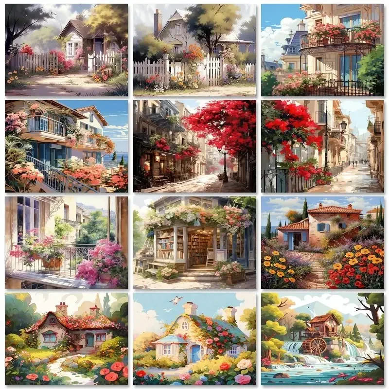 

135972 Painting By Numbers On Canvas With Frame Diy Kit For Adults Scenery Drawing Acrylic Paint Oil Picture Of Coloring By Num