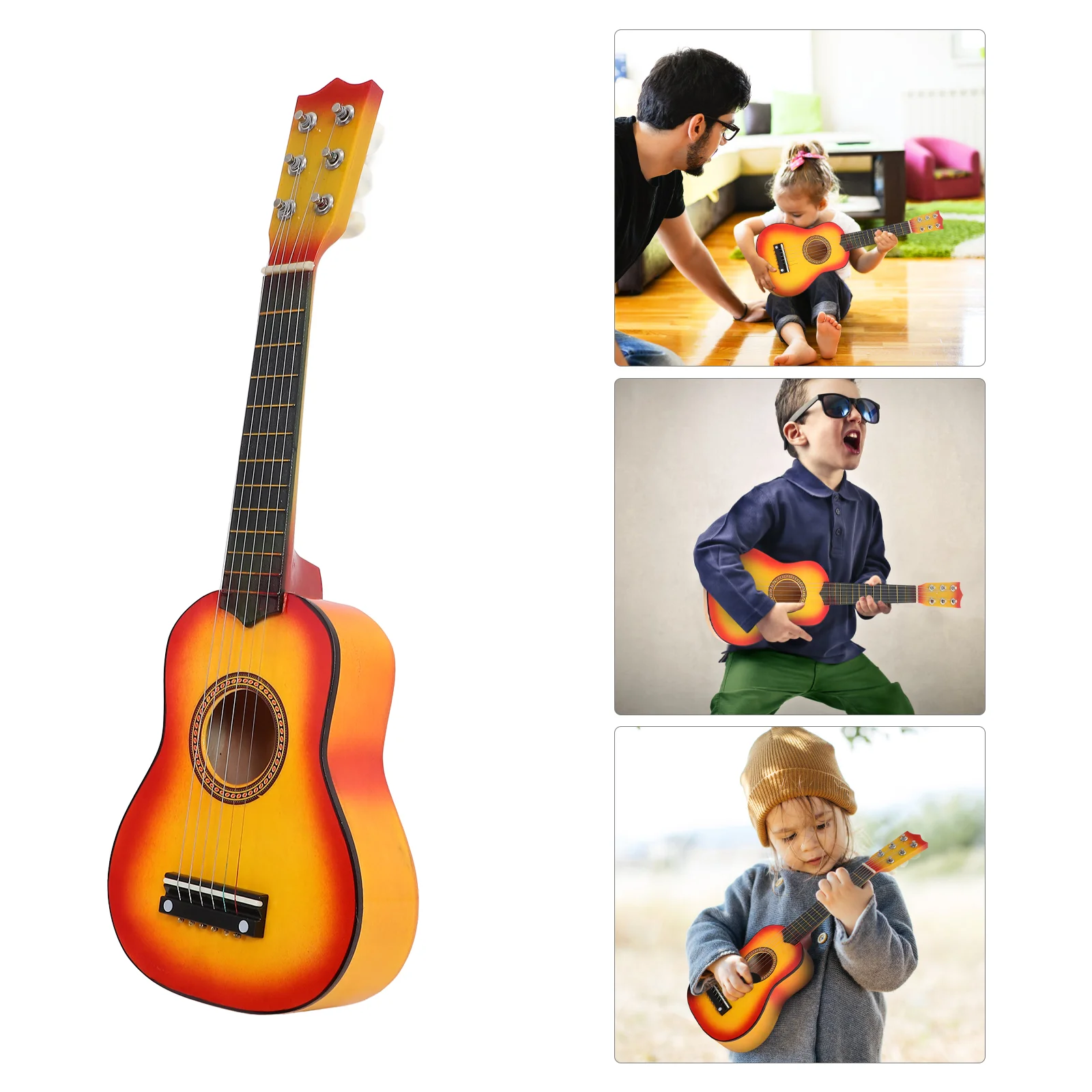 Guitar Children's Toy Kids Simulation Wooden Musical Plaything Instrument For Beginner Preschool