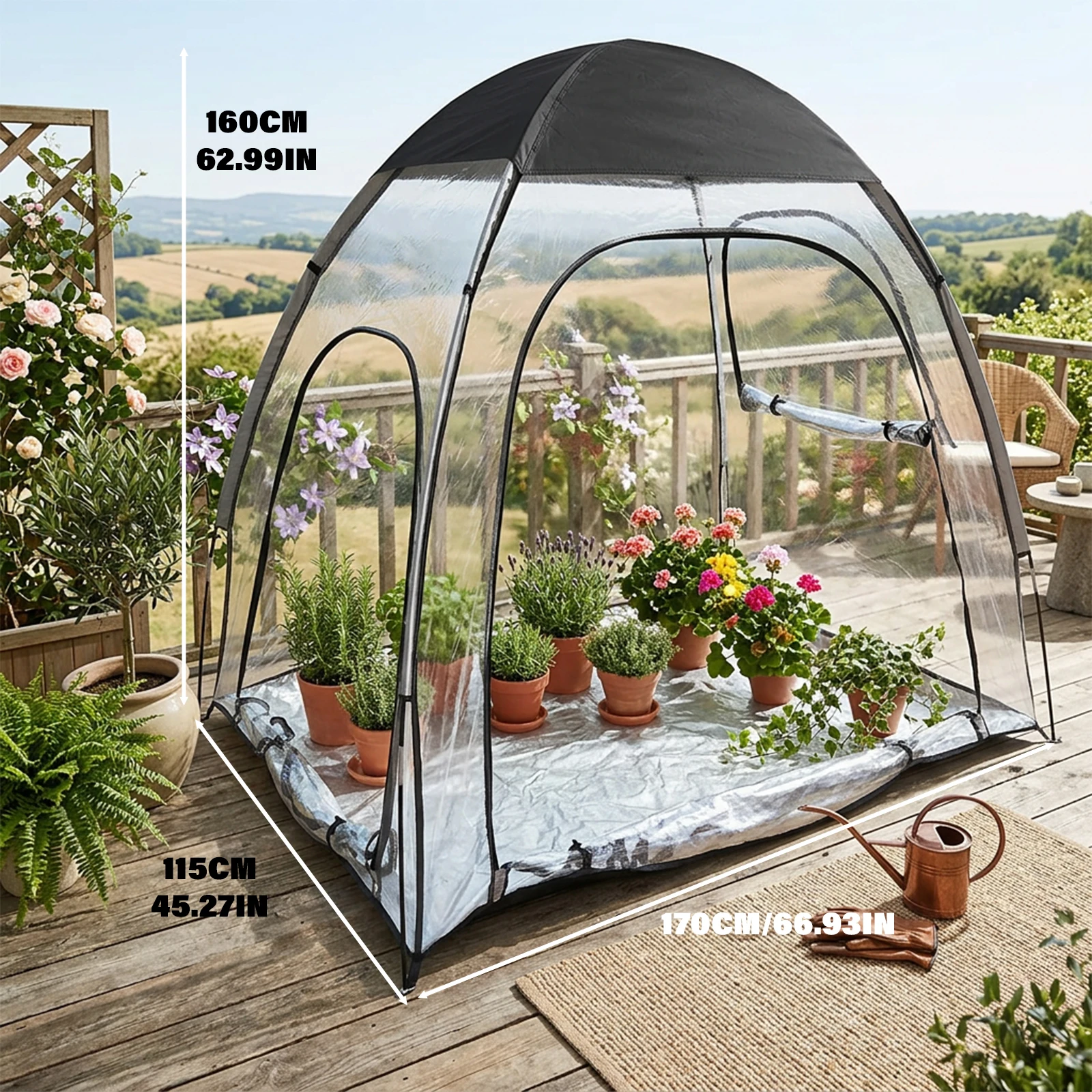 1 Pack Ventilated Greenhouse, Transparent Plant Shelter, Foldable Mini Garden Greenhouse
