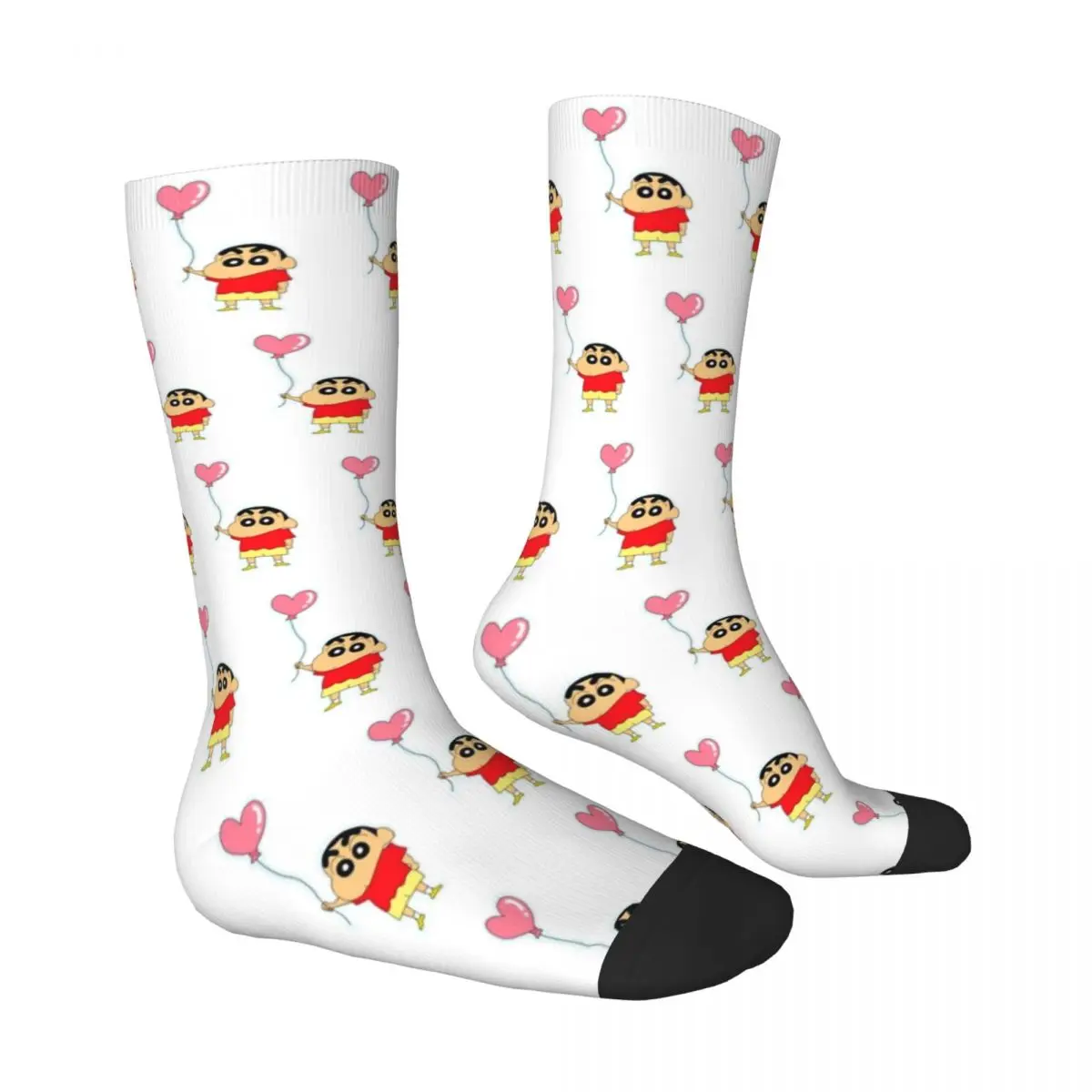 Crayon Shin-chans Socks Heart Balloon Harajuku Stockings Men Breathable Skateboard Socks Spring Graphic Anti Sweat Socks