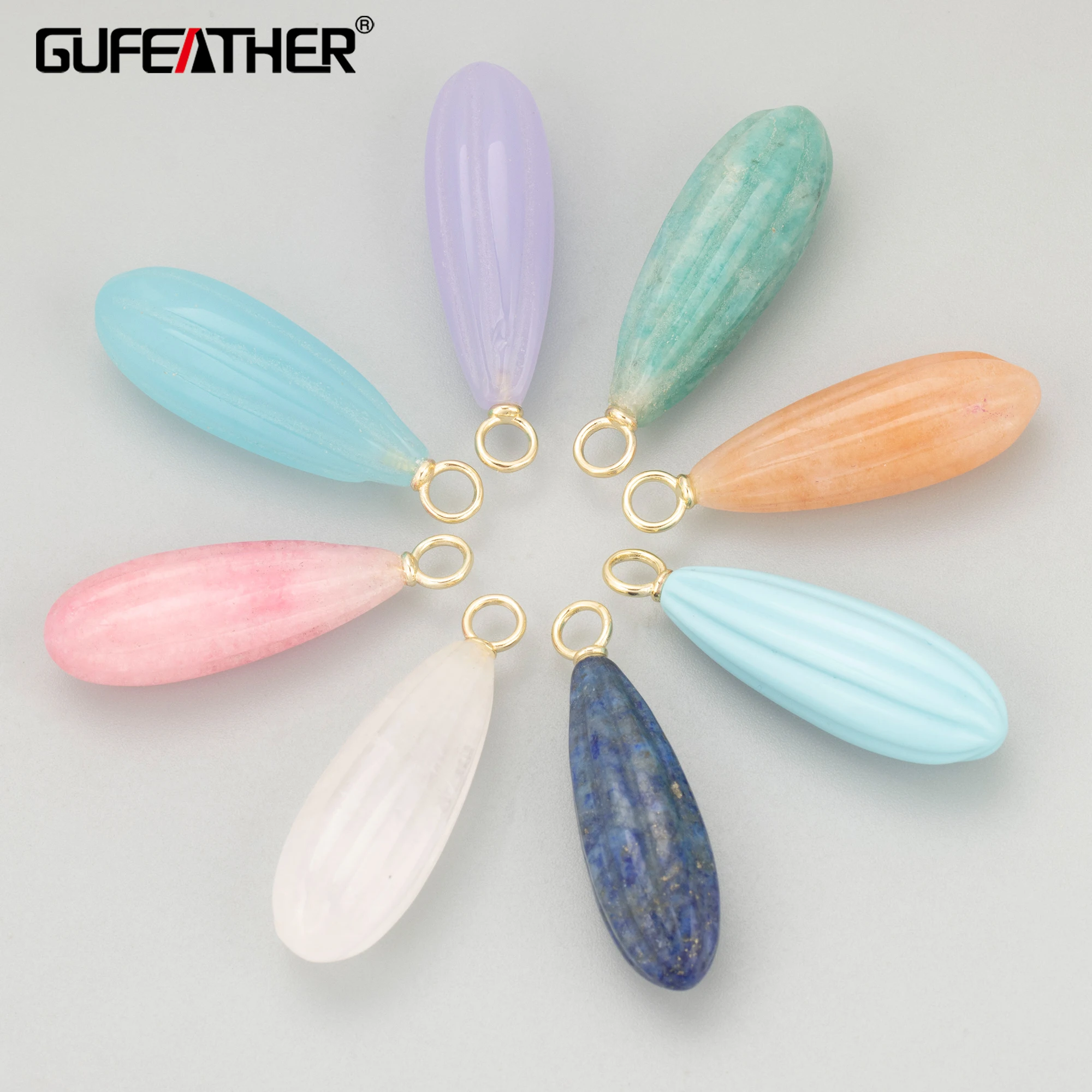 GUFEATHER,one piece/lot,MI60,jewelry accessories,18k gold plated,copper,natural stones,charms,jewelry making,diy pendants