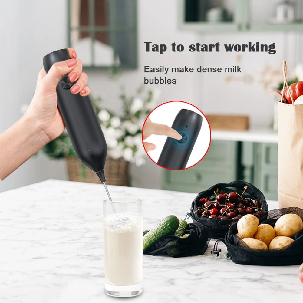 Handheld Electric Milk Frother, USB Recarregável, Mini Foam Maker, Misturador de Bebidas, Batedor Whisk para Café Latte e Matcha