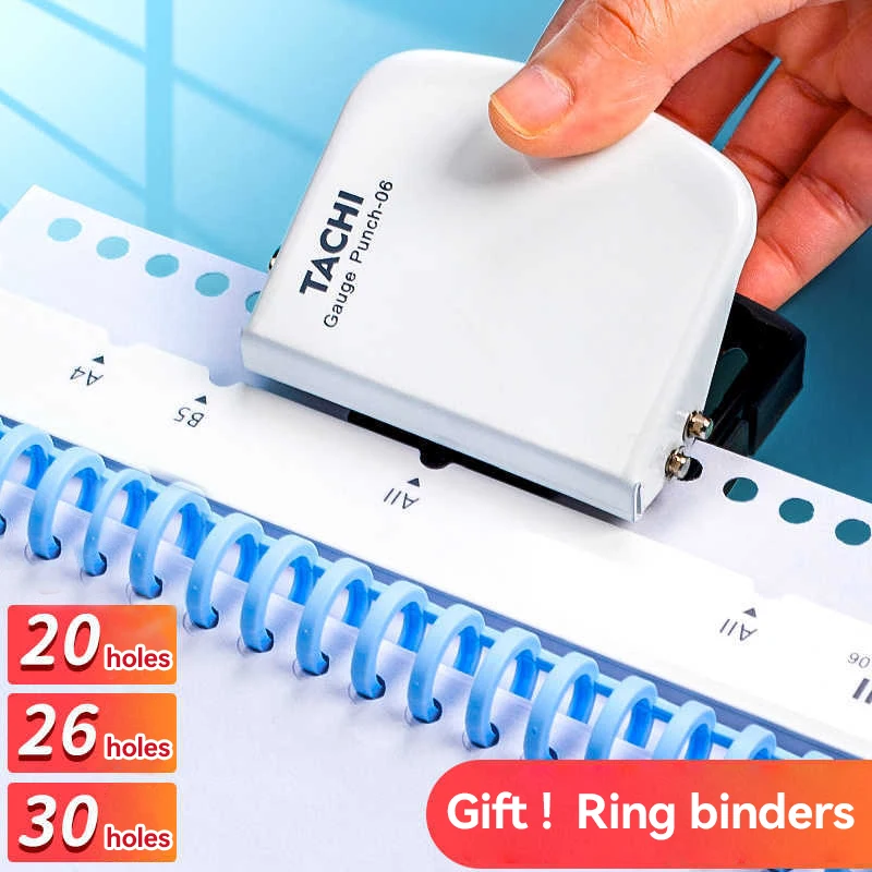 Mini 6-Hole Punching Machine with Binder Ring DIY Book Page Paper Binding Punch Loose Leaf Paper Hole Puncher Office Stationery