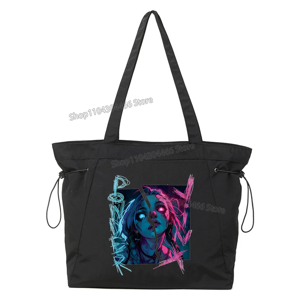 Arcane Tote Bag for Men,women Jinx Arcane VI Bags Anime Printed Canvas Bag Trendy Top-Handle Bags for Work Commuting Carrying