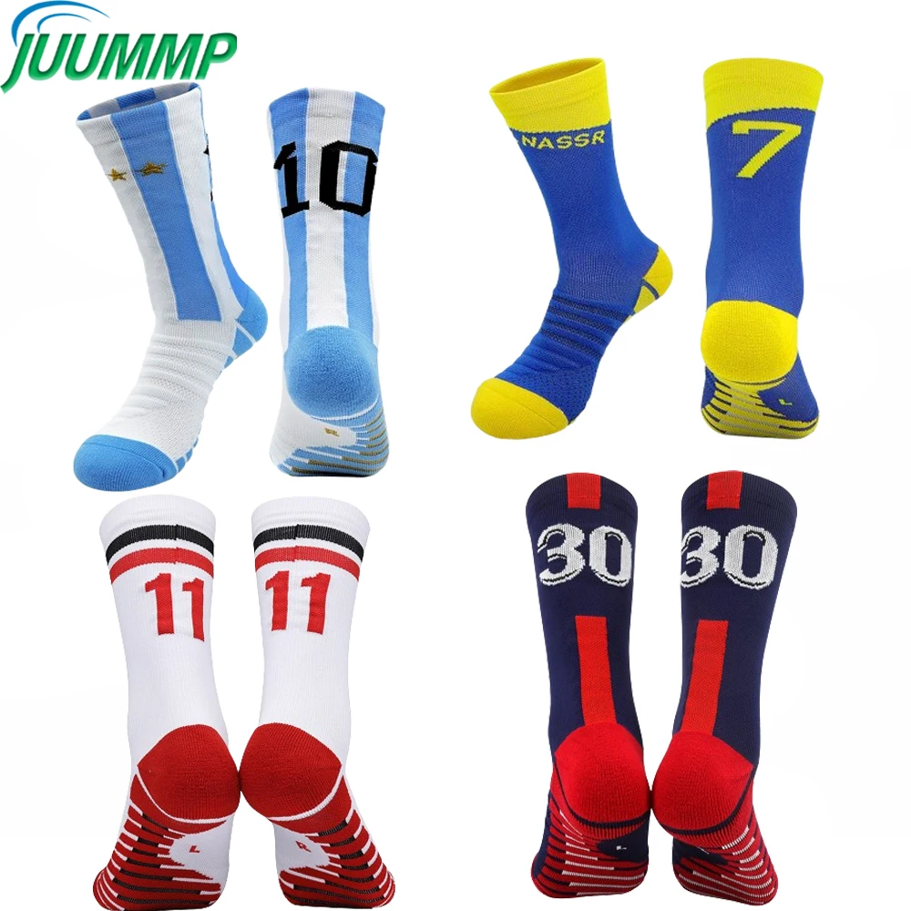 

1Pair Football Socks Calf High Cushion Thick Cycling Socks Athletic Crew Socks for Men Women Boys Sports Hiking