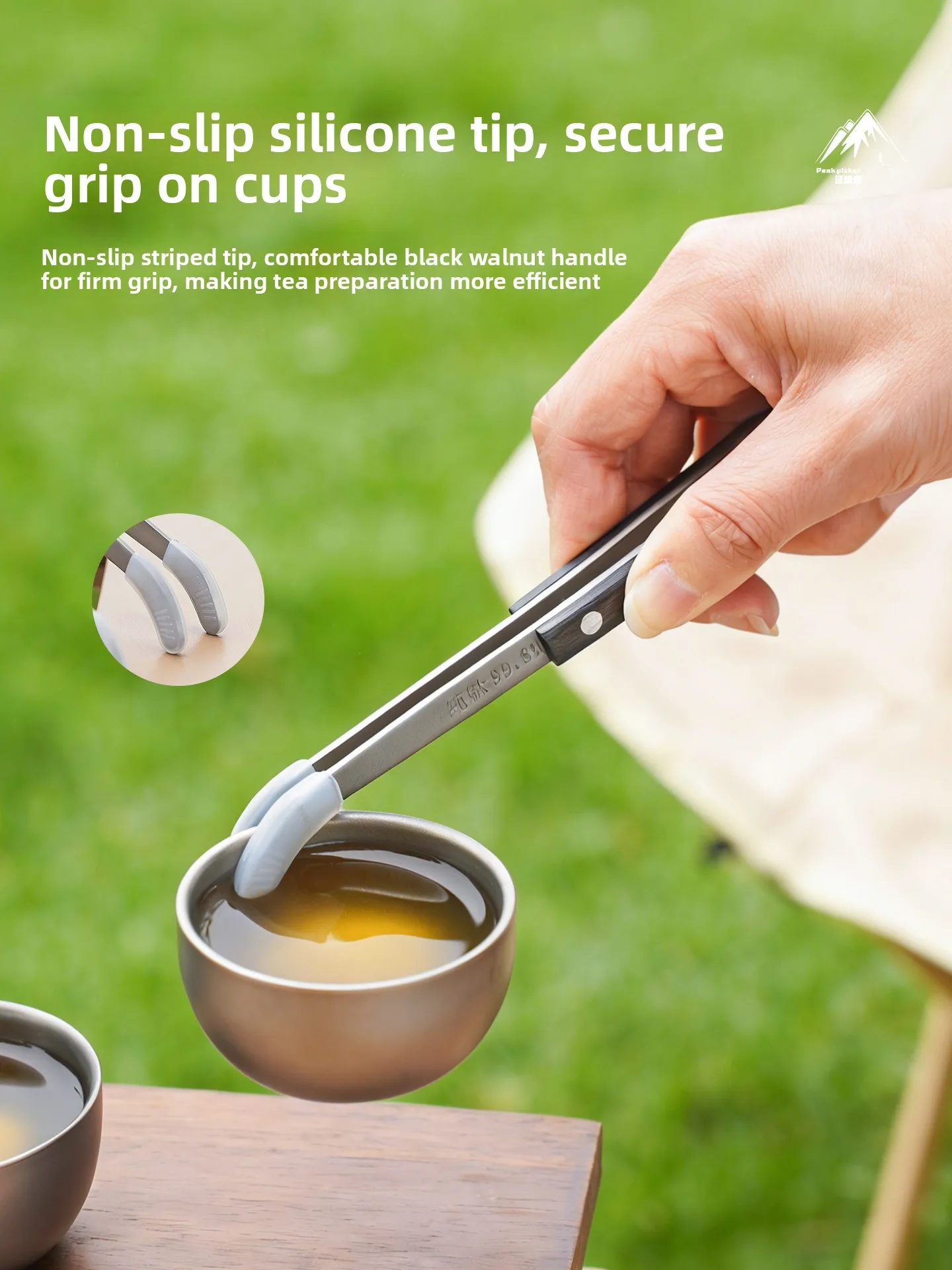 

Pure Titanium Tea Spoon Tea Scoop Anti-Slip Titanium Tea Clip Set Tea Accessories Black Ebony Tea Ceremony Six Gentlemen