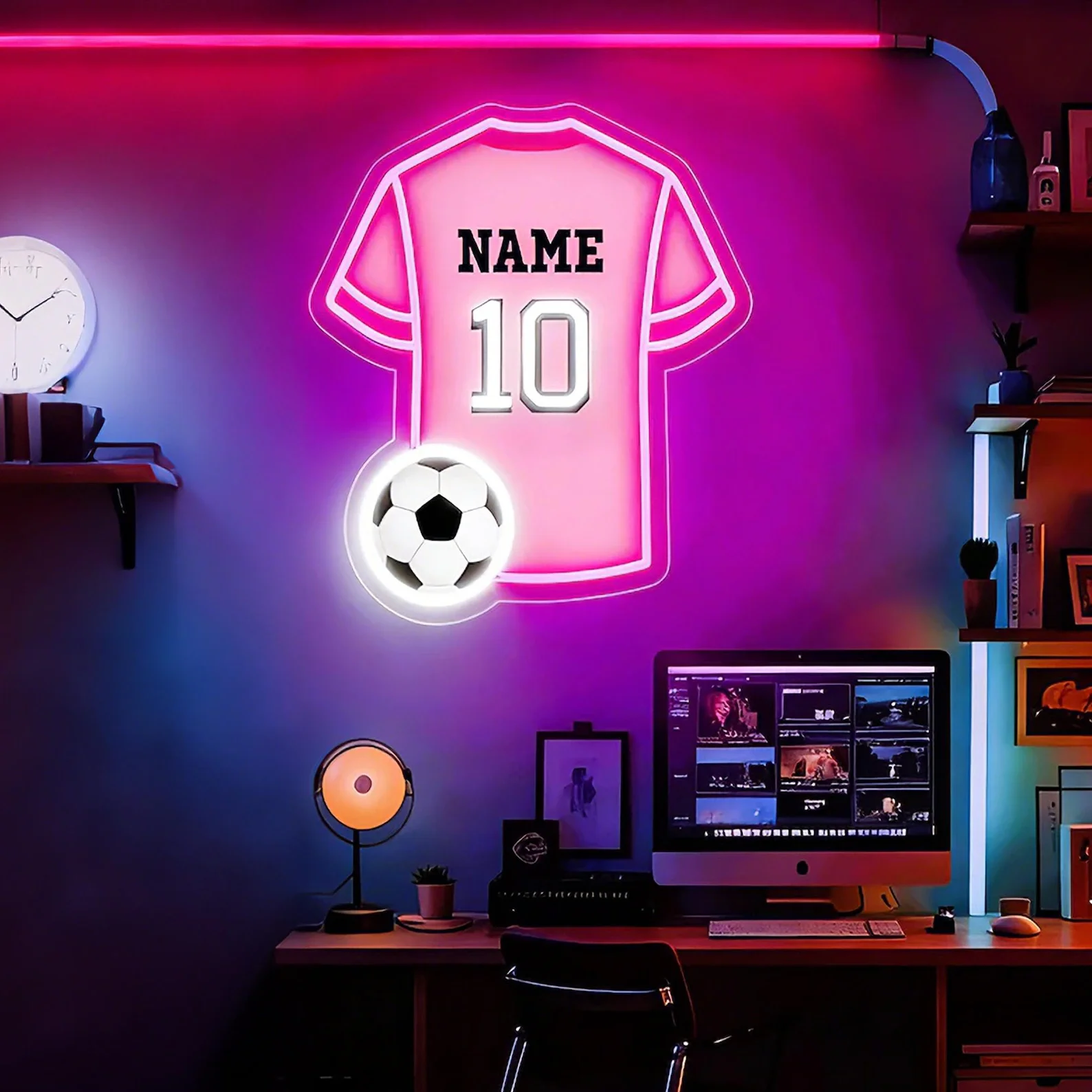 Custom Soccer Jersey Neon Sign Wall Decor,Soccer Name Sign,Soccer Gifts,Teenage Boy Gifts,Custom Neon Sign,Personalized Gifts