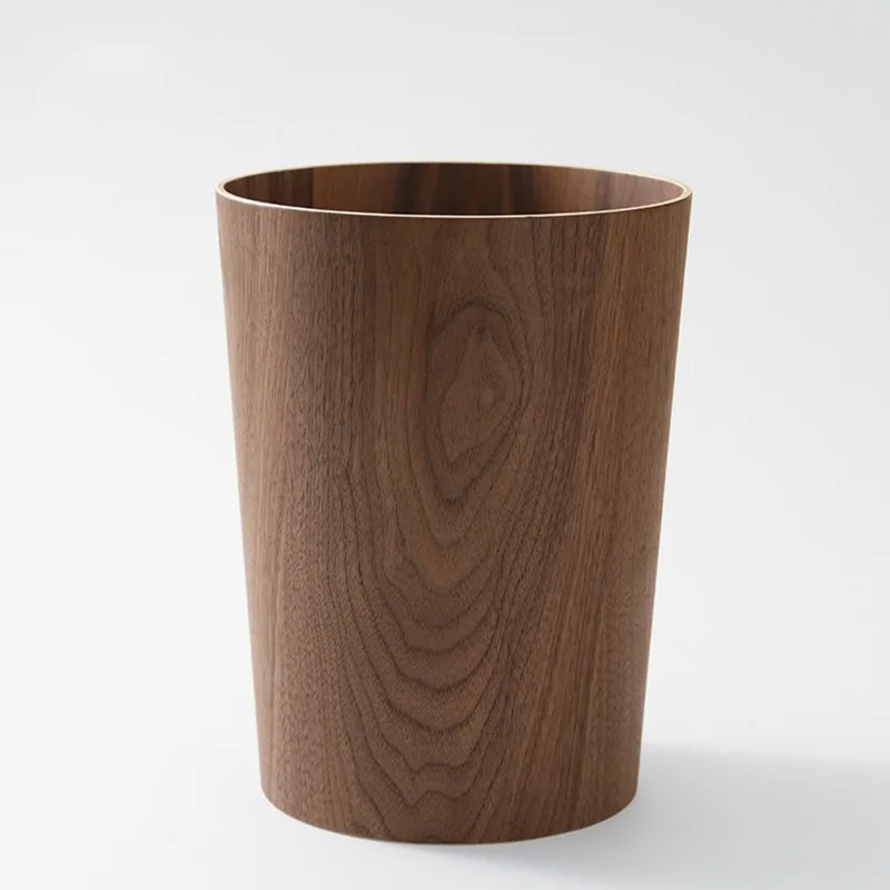 Household Nordic and Japanese Style Simple Wooden Wood Grain Commercial Hotel Office Storage Wastebasket