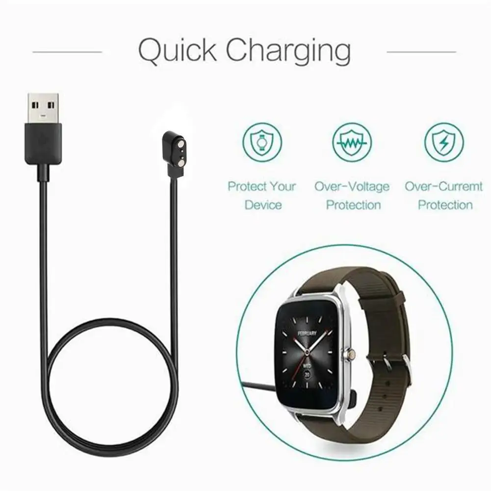Universal Magnetic Charging Cable For Smart Watch For 2 Pins 2.84mm Distances USB Power Charger Cables 80cm C7K5