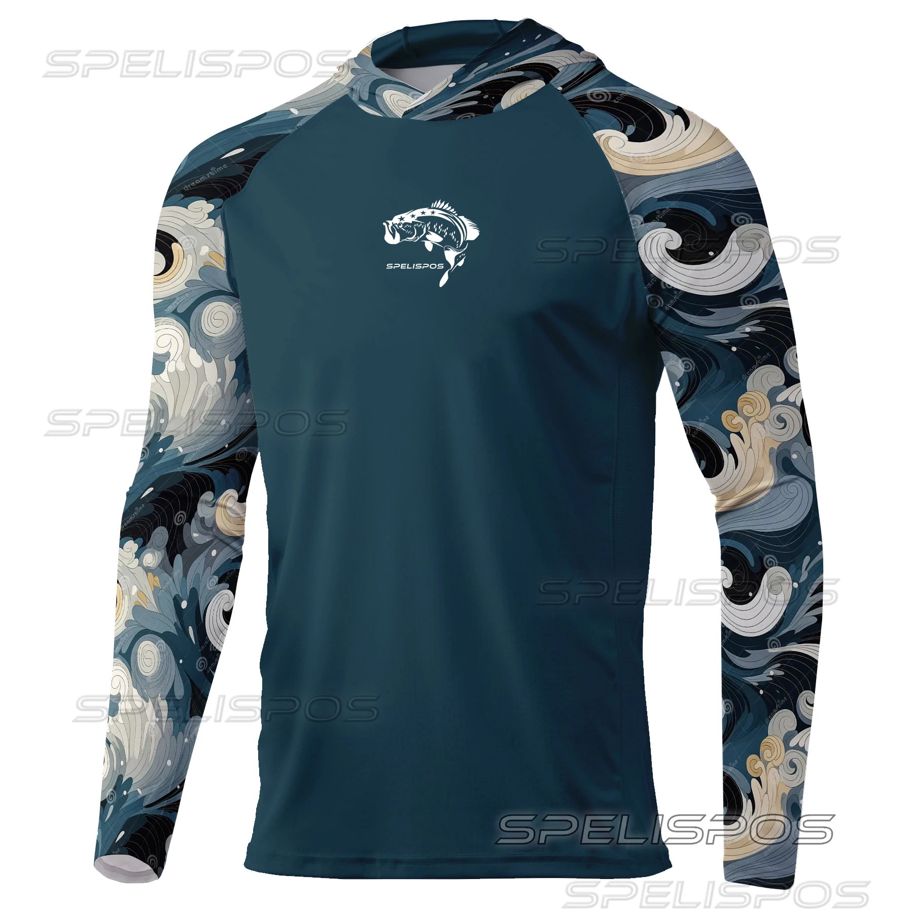 SPELISPOS New Men Fishing Hoodie Summer Breathable  Long Sleeve Fishing Jersey Sun Protection UPF 50+ T-shirt Camisa De Pesca