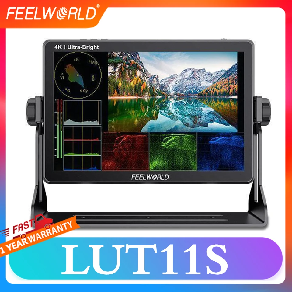 FEELWORLD LUT11S 10.1 Inch DSLR Camera Field Monitor 3G-SDI 1920X1200 4K HDMI Ultra High Bright 2000nit Touch Screen