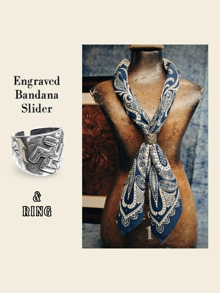 

Винтажное американское серебряное кольцо ручной работы и платок из чистого серебра с дизайном в стиле Навахо, модные этнические украшения