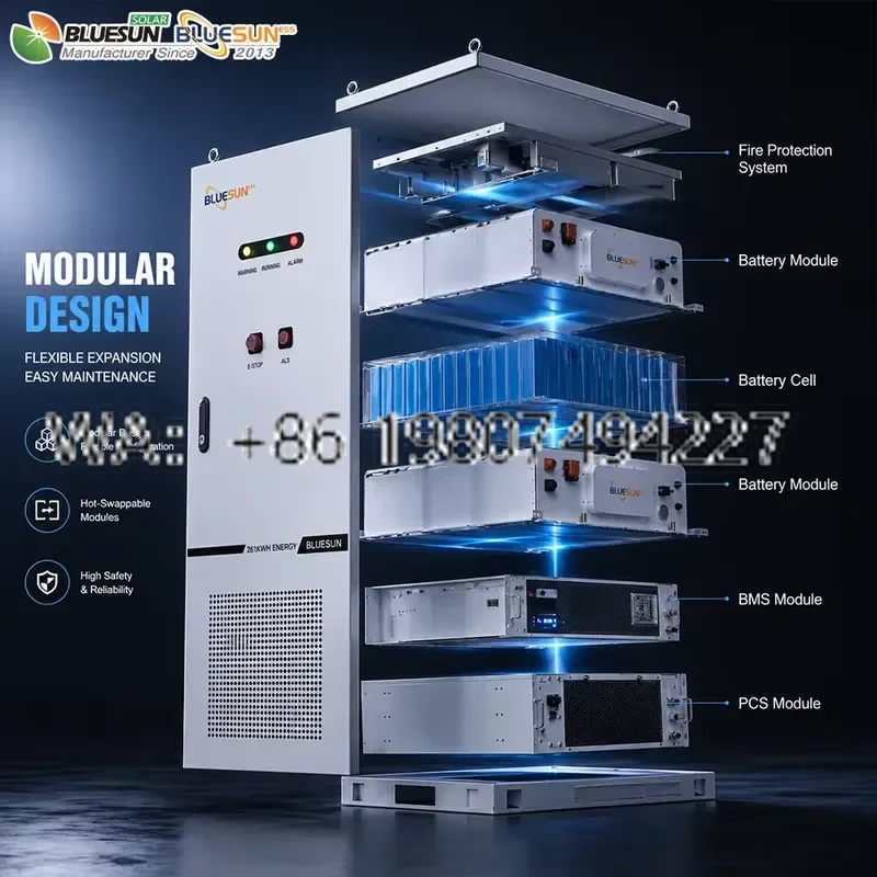 for Factory AC Coupling Energy Storage Solution Liquid Cooling 261kWh Lithium Battery Cabinet with 125KW PCS Inverter