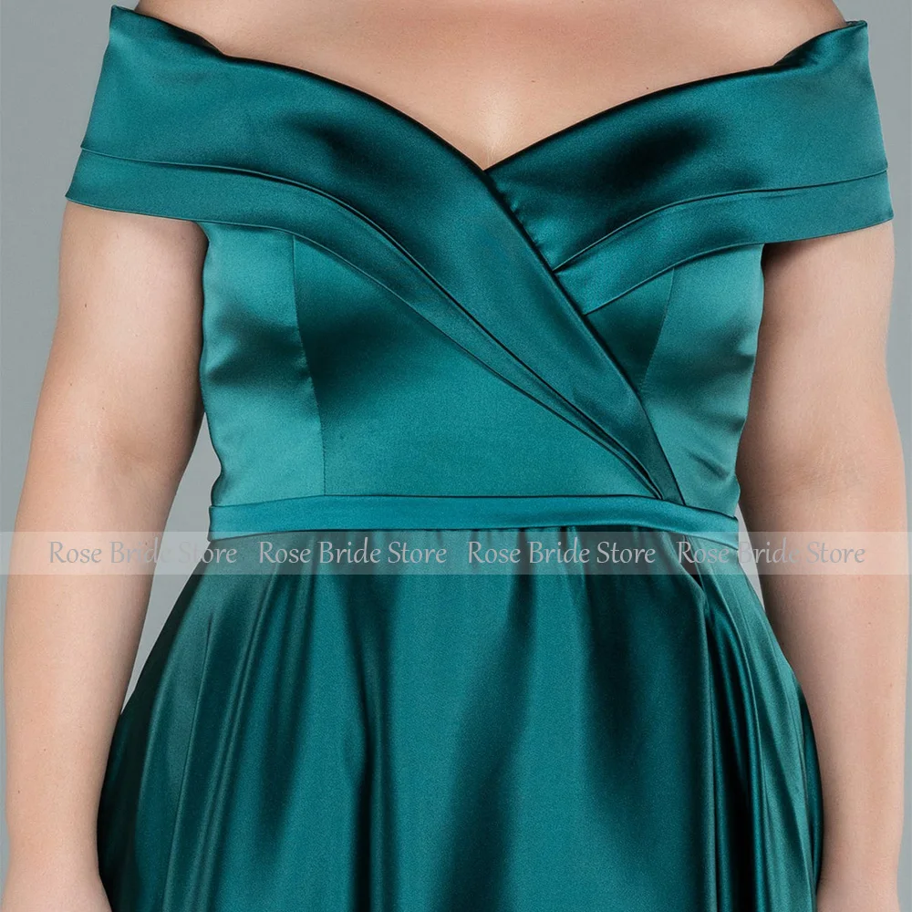 Plus Size Evening Dress Emerald Green Satin Off the Shoulder Mor of  Bride Dresses for Weddings A Line Simple  Gown