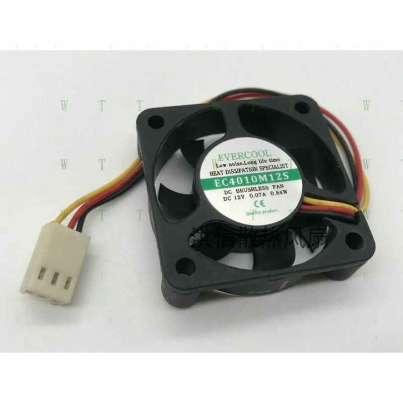 H 1 PCS for EVERCOOL  Fan  EC4010M12S  DC12V 0.07A  4010 4cm  40*10MM  3 Pin