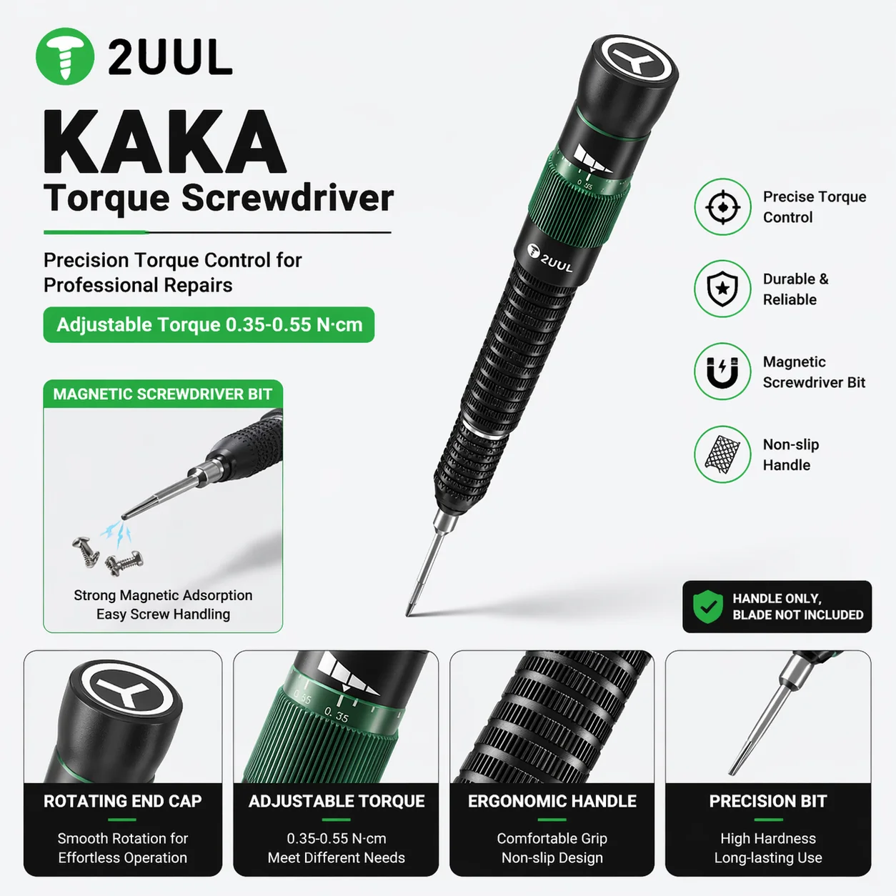 2UUL KAKA Adjustable Torque Precision Screwdriver Set with Magnetic Bits for Phone Repair Disassembly Tools