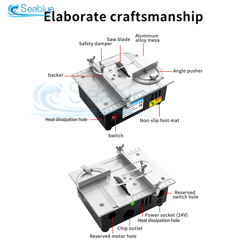 Mini Table Saw Multifuncional Woodworking Cutting Saw Home Portable Precision Table Saws for Crafts Wood Metal Plastic Cutting