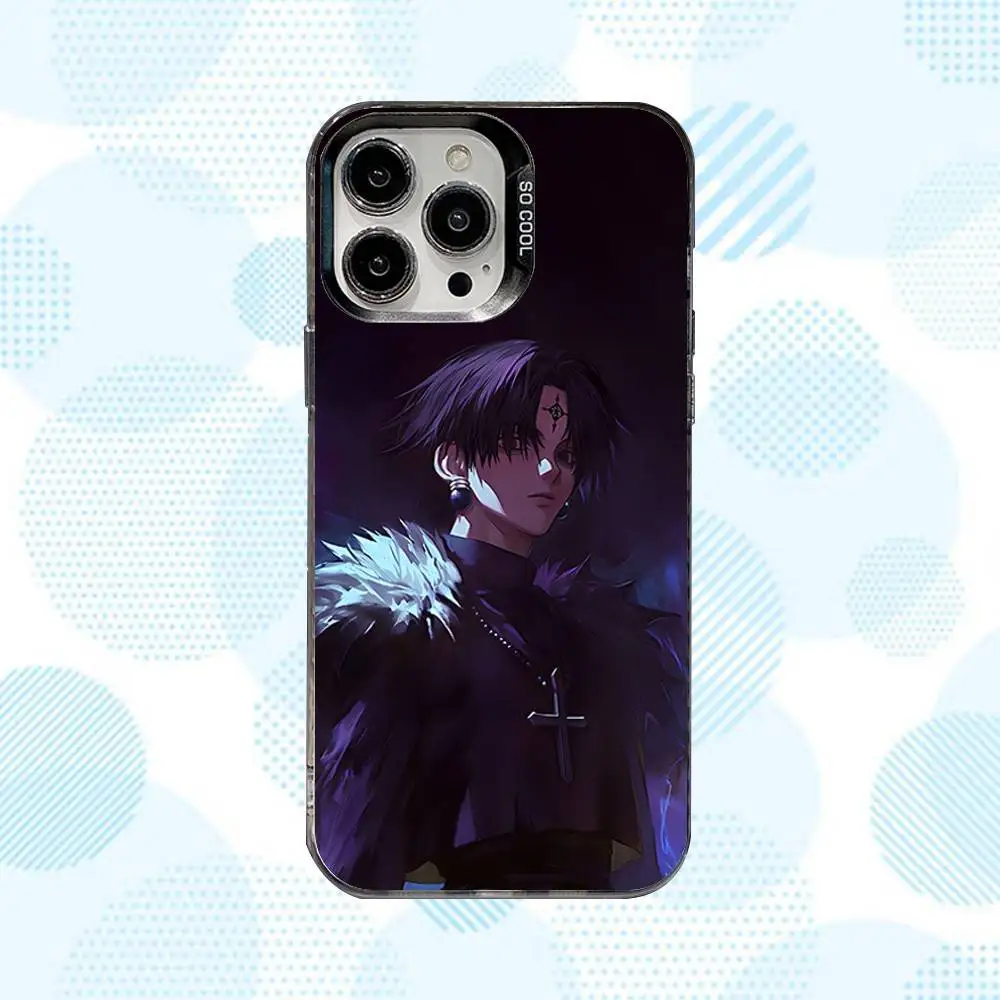 حافظة هاتف C-Chrollo Anime L-Lucilfer لهاتف iPhone 16,15,14,13,12,11,Mini,Pro,SE,MAX غطاء أبيض غير لامع مقاوم للصدمات