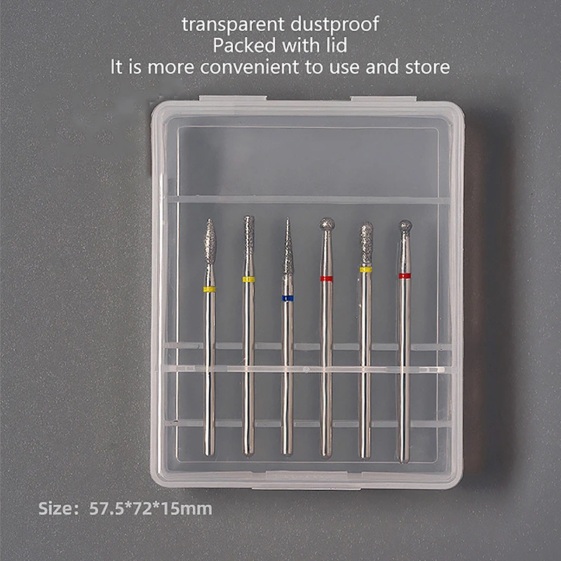 6Pcs/set Diamond Nail Grinding Head Polishing Grinding Nail Electric Manicure Tool Cuticle Nail Sander Drill Bit Accessories