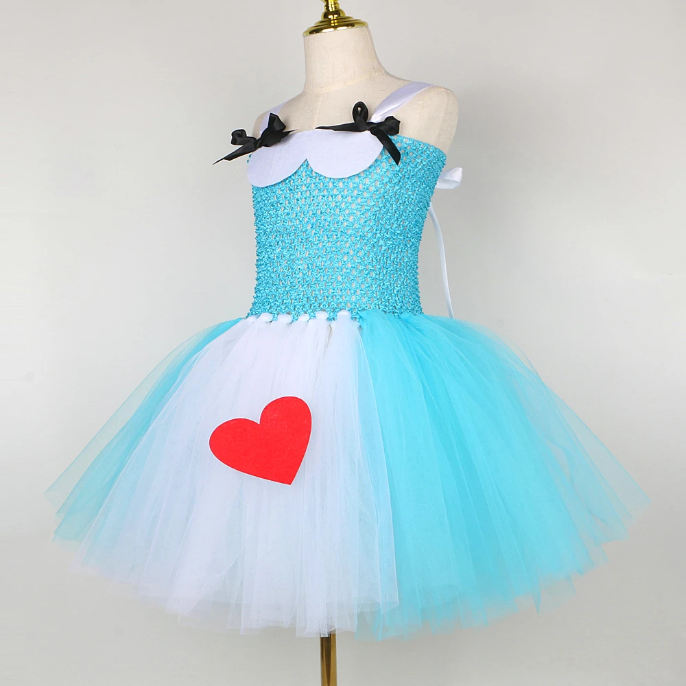 Girls Princess Alice Costumes for Kids Lolita Maid Fancy Tutu Dress with Black Hair Bow Kids Halloween Outfit Birthday Clothes