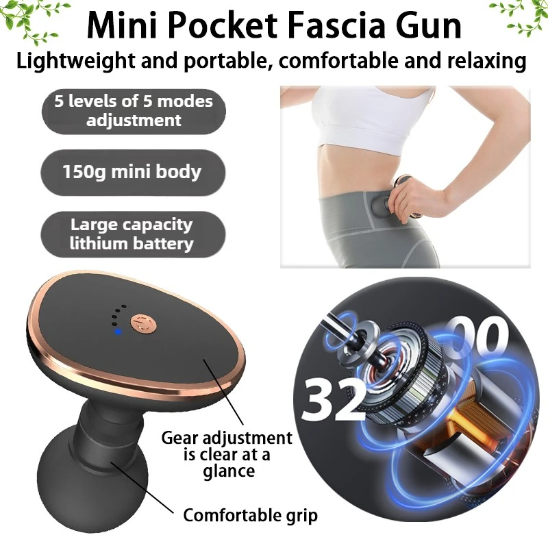 

1pc Multi functional mini portable fascia gun intelligent fitness relaxation muscle massager cervical charging pocket massager