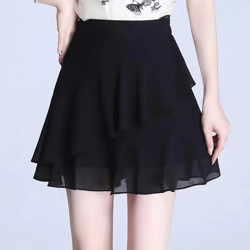 

Ele High Waist A-Line Skirt Women's Chiffon Color Summer New Sle Slimming Thin Comfortable Breathable ort ...