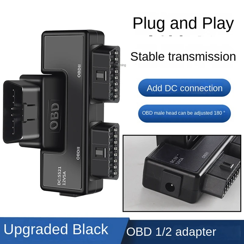 OBD2 One Divided Into Two Adaptor Wire 16 Pin 16 Core OBD Expansion Cable Connector Adapter Cable Universal with Dc5521