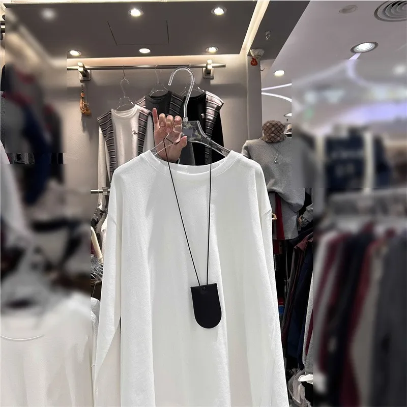 Women Clothes Tops Longsleeve Solid Color Blouse Lace Trim Hem Oversized Fit Long Sleeve T-shirt Round Neck Casual Blouse view 5