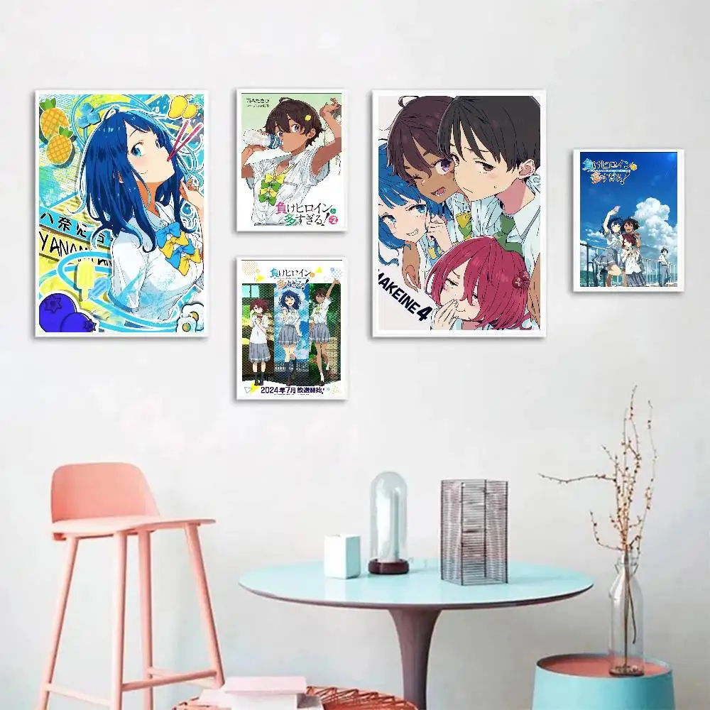 Too Many Losing Heroines Posters Living Room Bar Cafe Quality Canvas Vintage Style Comics Painting Art Home Wall Decor Picture