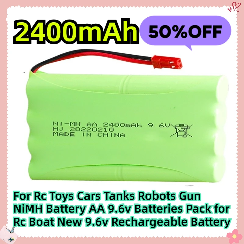 For Rc Toys Cars Tanks Robots Gun NiMH Battery AA 9.6v 2400mah Batteries Pack for Rc Boat New 9.6v 2400mah Rechargeable Battery