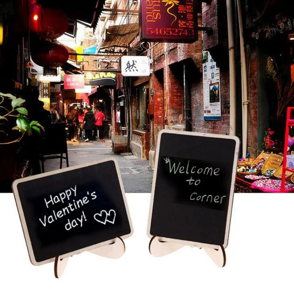 

10pcs PVC Wooden Blackboard Chalkboards Signs Square Small Chalkboards Blackboard Weddings Message Craft Ornaments