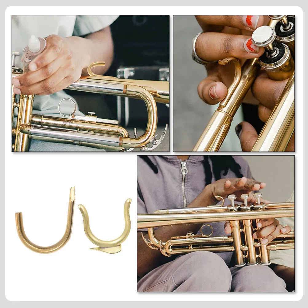 

1Set Golden Trumpet Finger Hooks Copper Front Back Durable Accessory for Trumpet Players Musical Instrument Supply