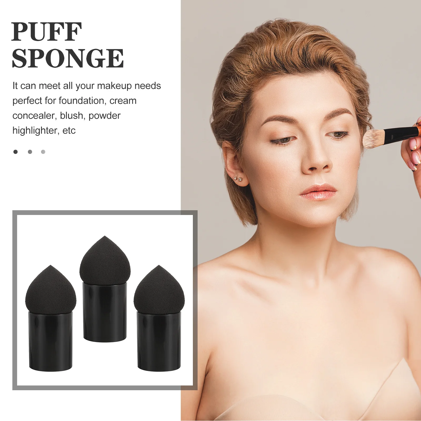 3 spugne per trucco di bellezza con manico compatto per fondotinta correttore per miscelazione strumenti triangolari per viaggi da donna
