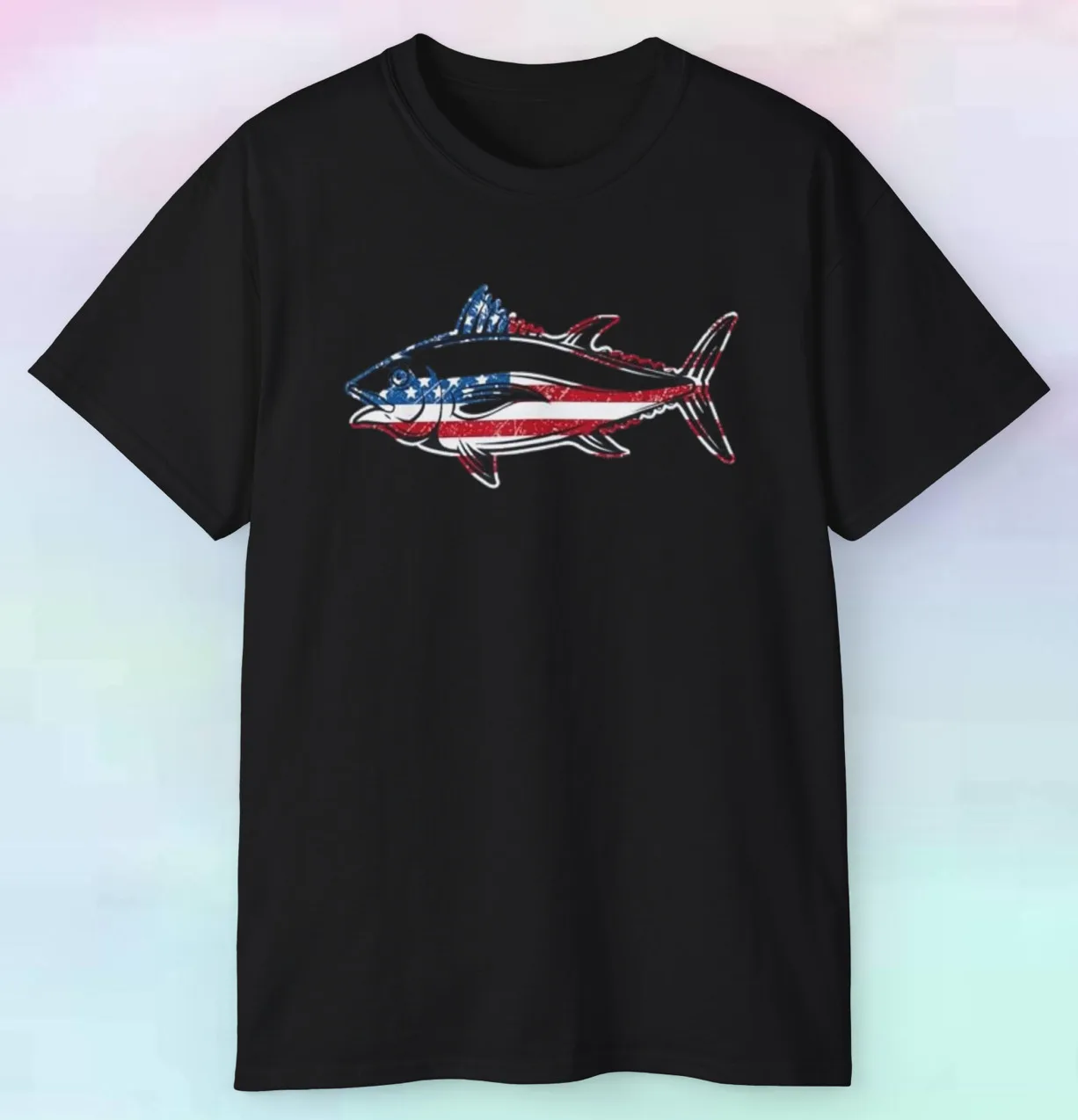 

Men's Women's Tuna American Flag Shirt | USA America Patriotic Fishing | S-5XL