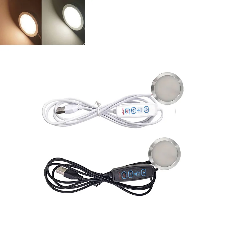 1pc DC5V USB  LED 8mm Ultra-thin Dimmable 3W Downlight  Surface Mounted Lamp Mini Light Jewelry Display Ceiling Indoor Spotlight