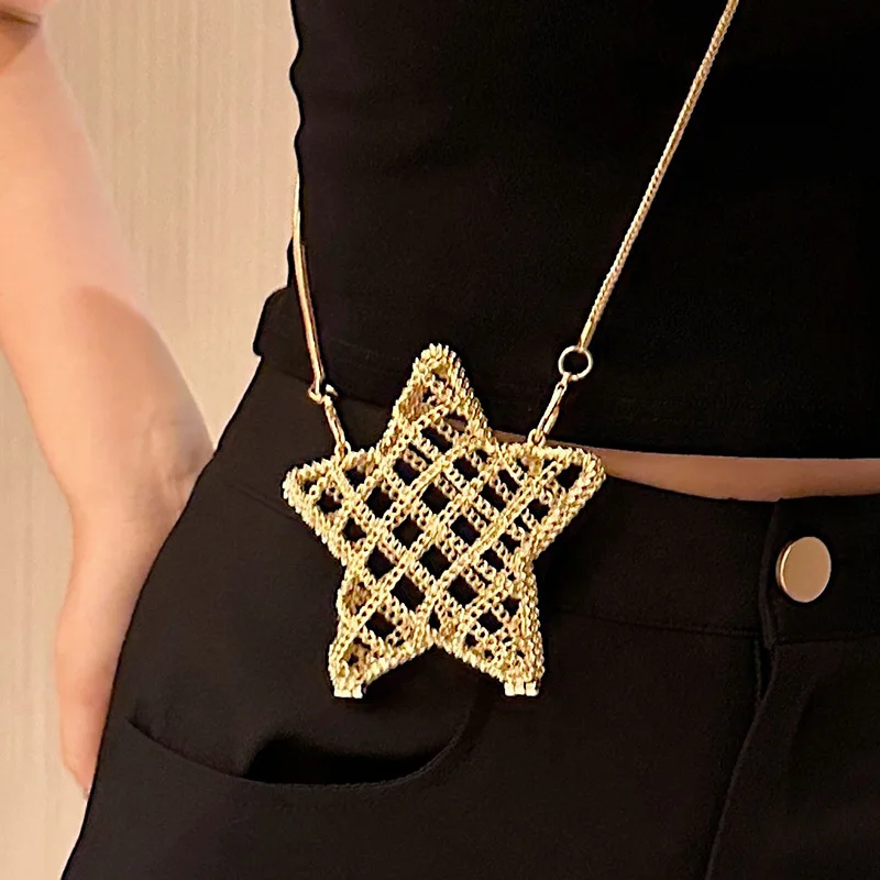 

Металлическая мини-полая сумка через плечо с пентаграммой, новая полая сумка через плечо с цепочкой, красный конверт, аксессуары для одежды